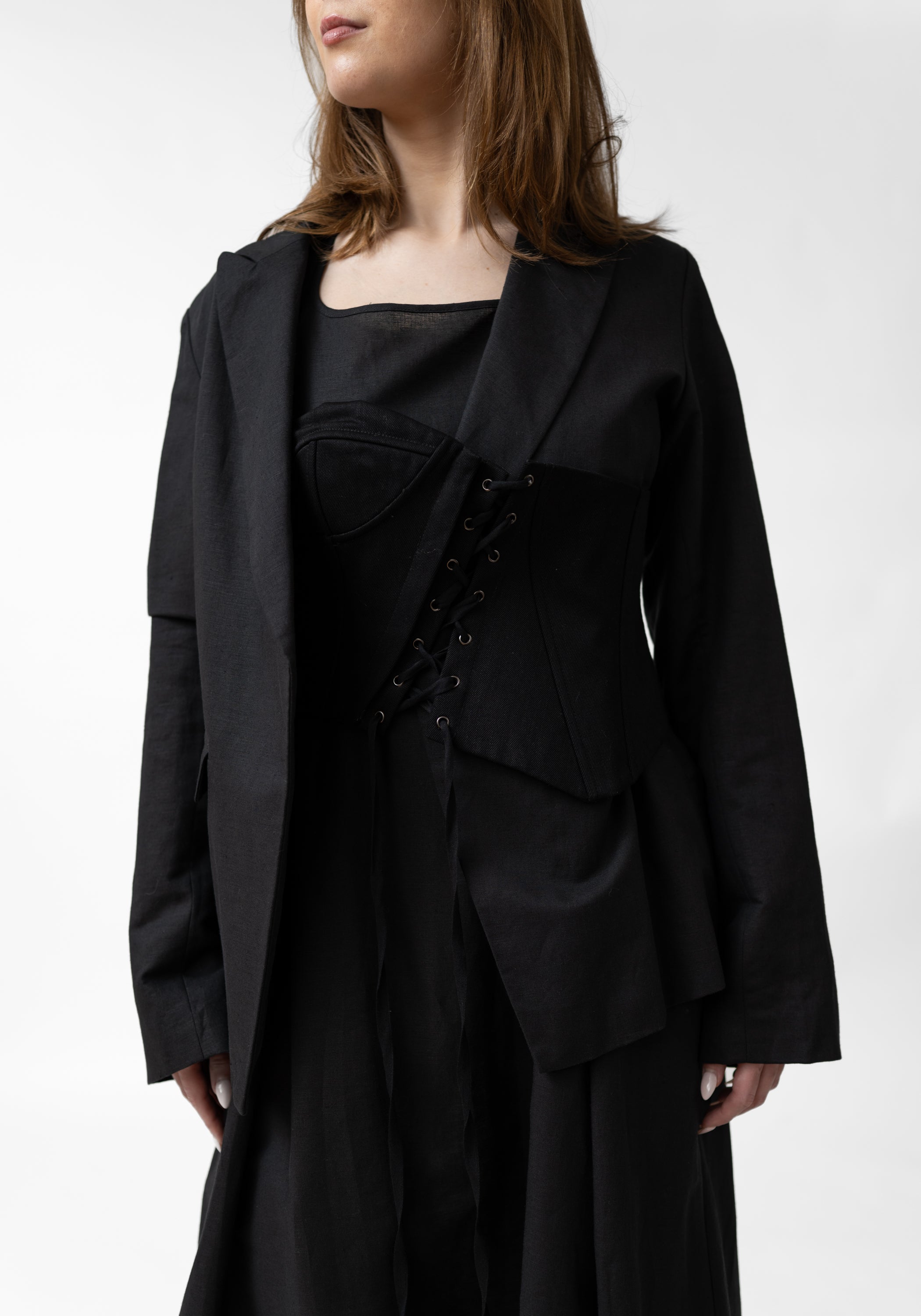 Deconstructed Corset Zip Front Blazer Jacket - December Thieves