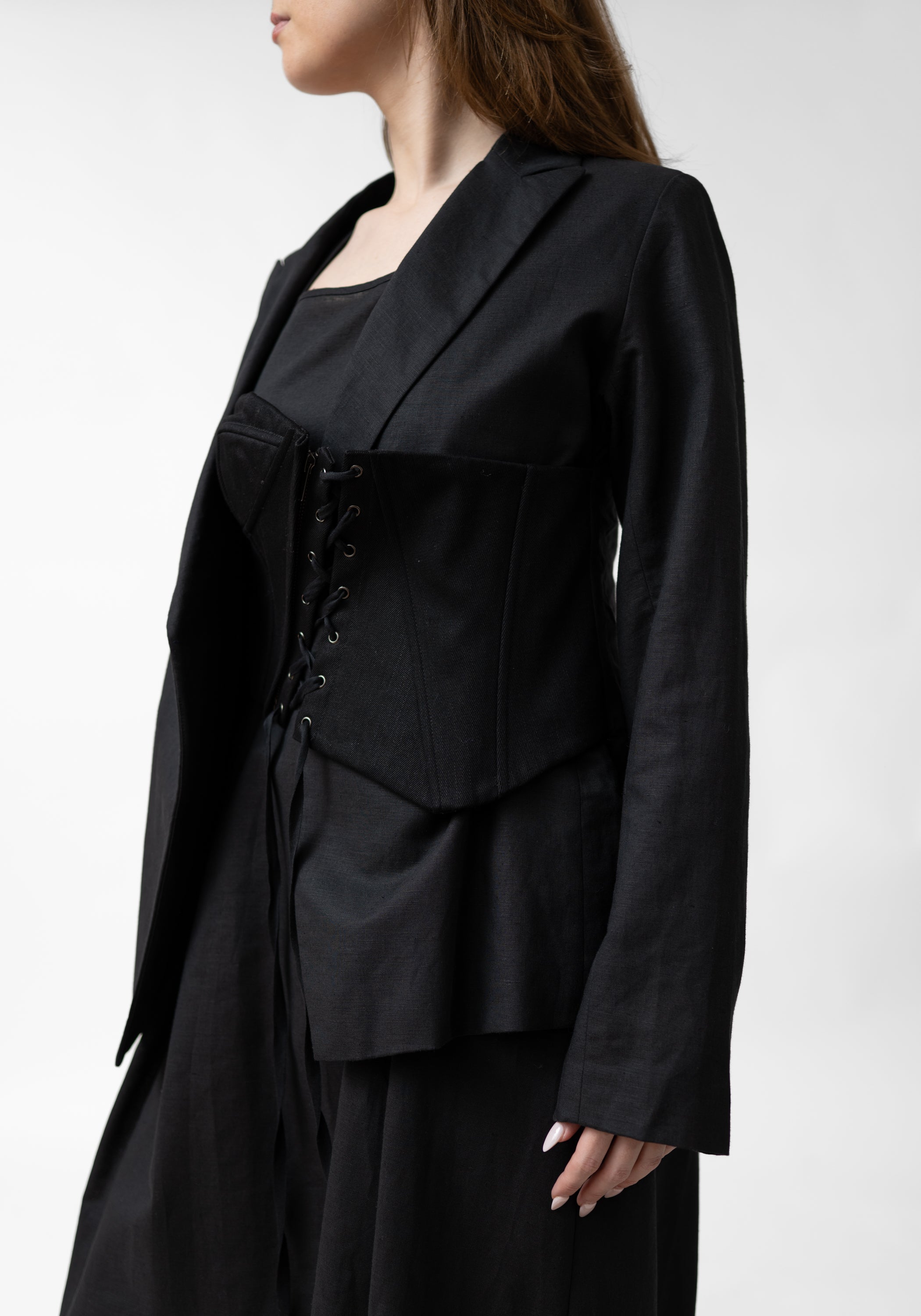Deconstructed Corset Zip Front Blazer Jacket - December Thieves