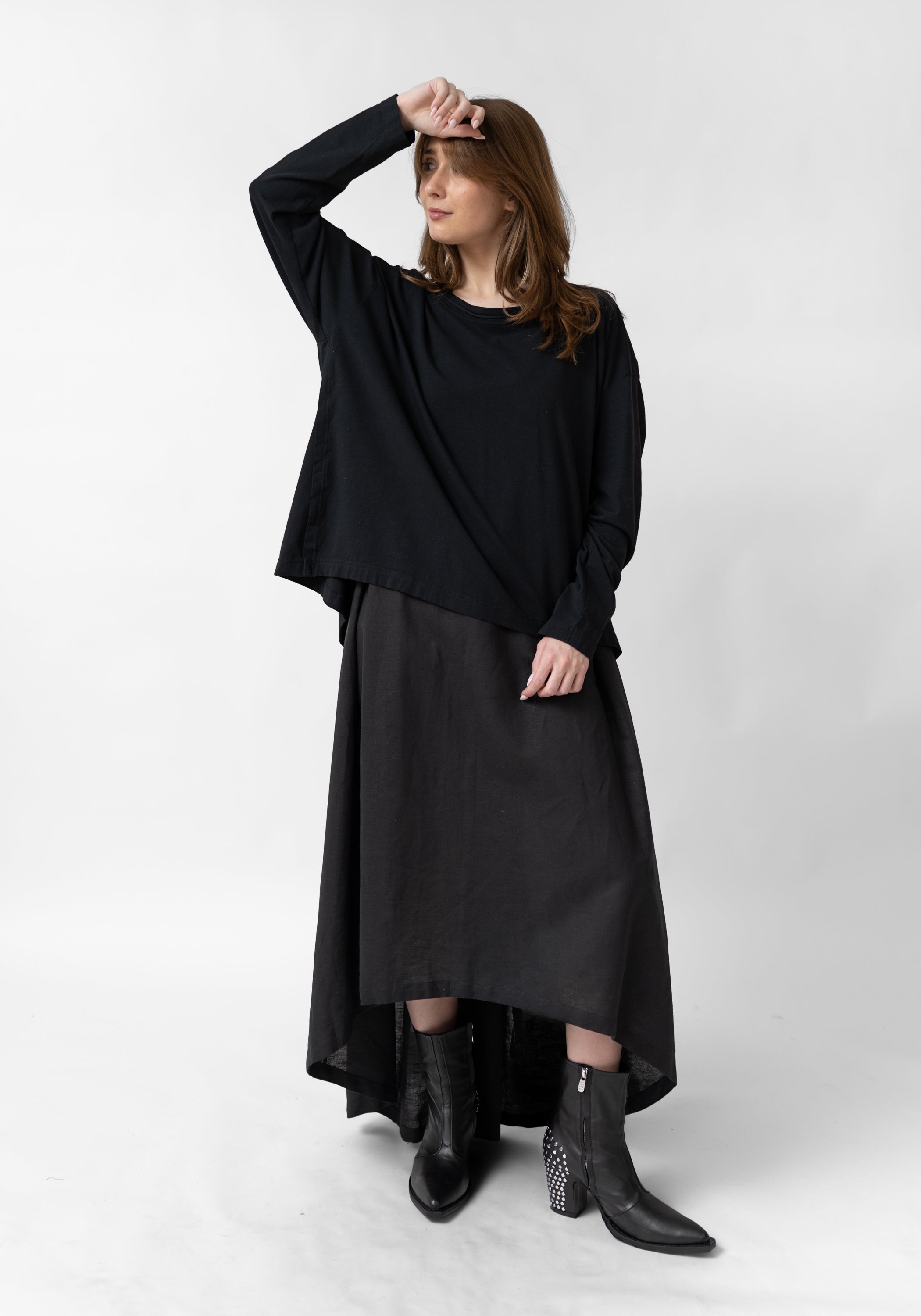Asymmetric Drop Shoulder Long Sleeve T-Shirt - December Thieves