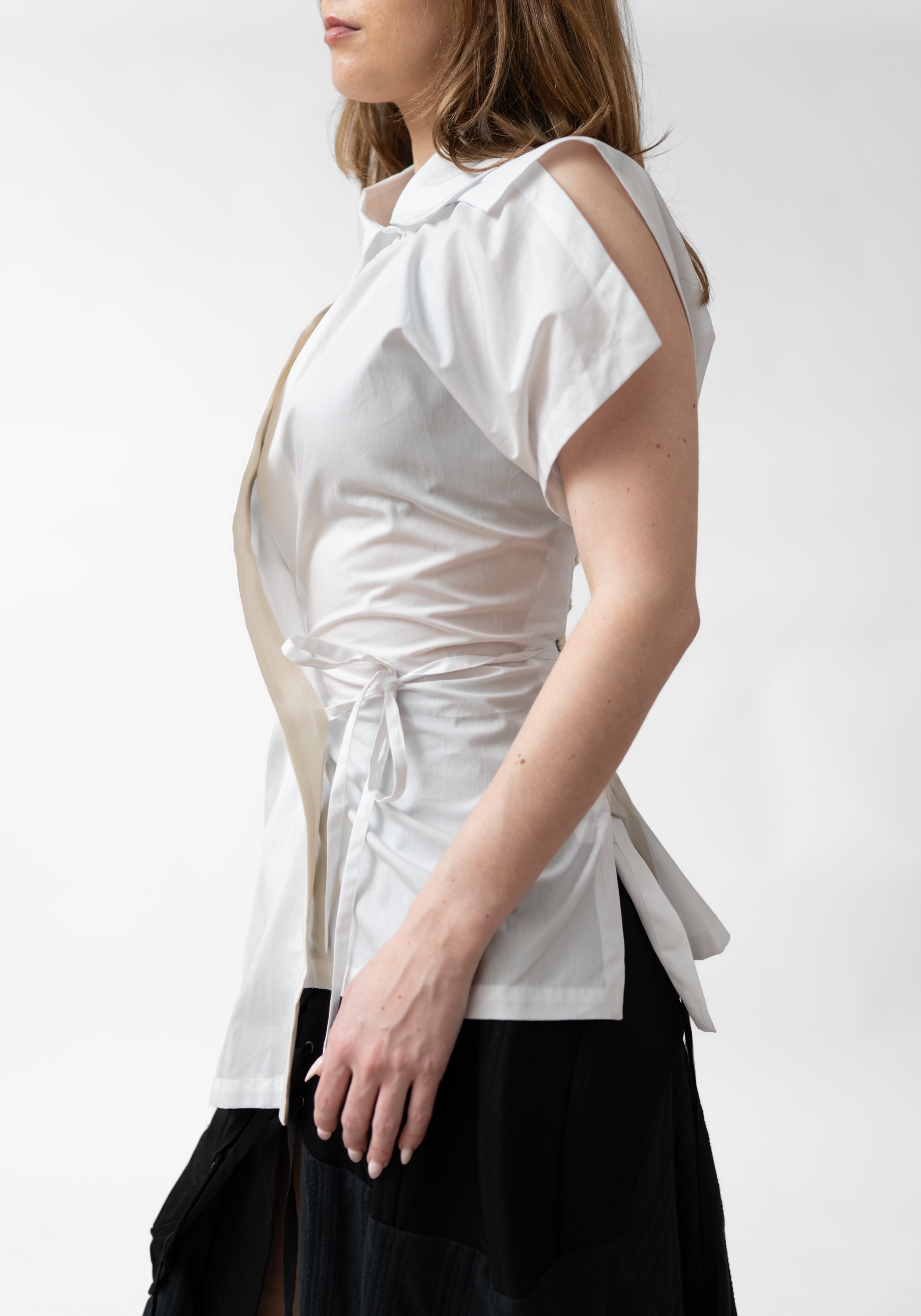Lace Back Tie Front Sleeveless Blouse - December Thieves