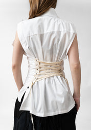 Lace Back Tie Front Sleeveless Blouse - December Thieves