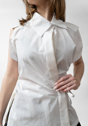 Lace Back Tie Front Sleeveless Blouse - December Thieves