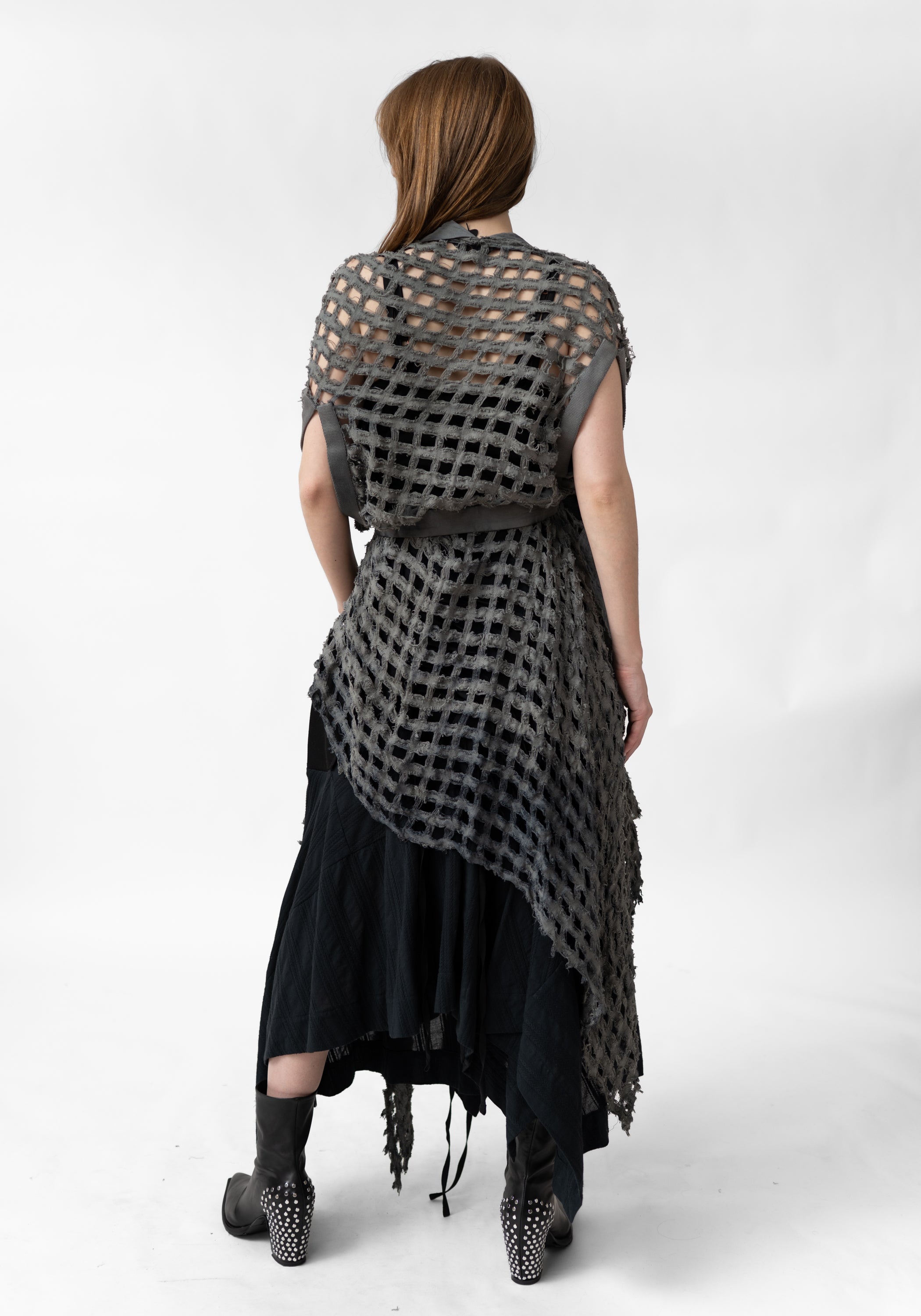 Mixed Texture Tie Waist Maxi Vest - December Thieves