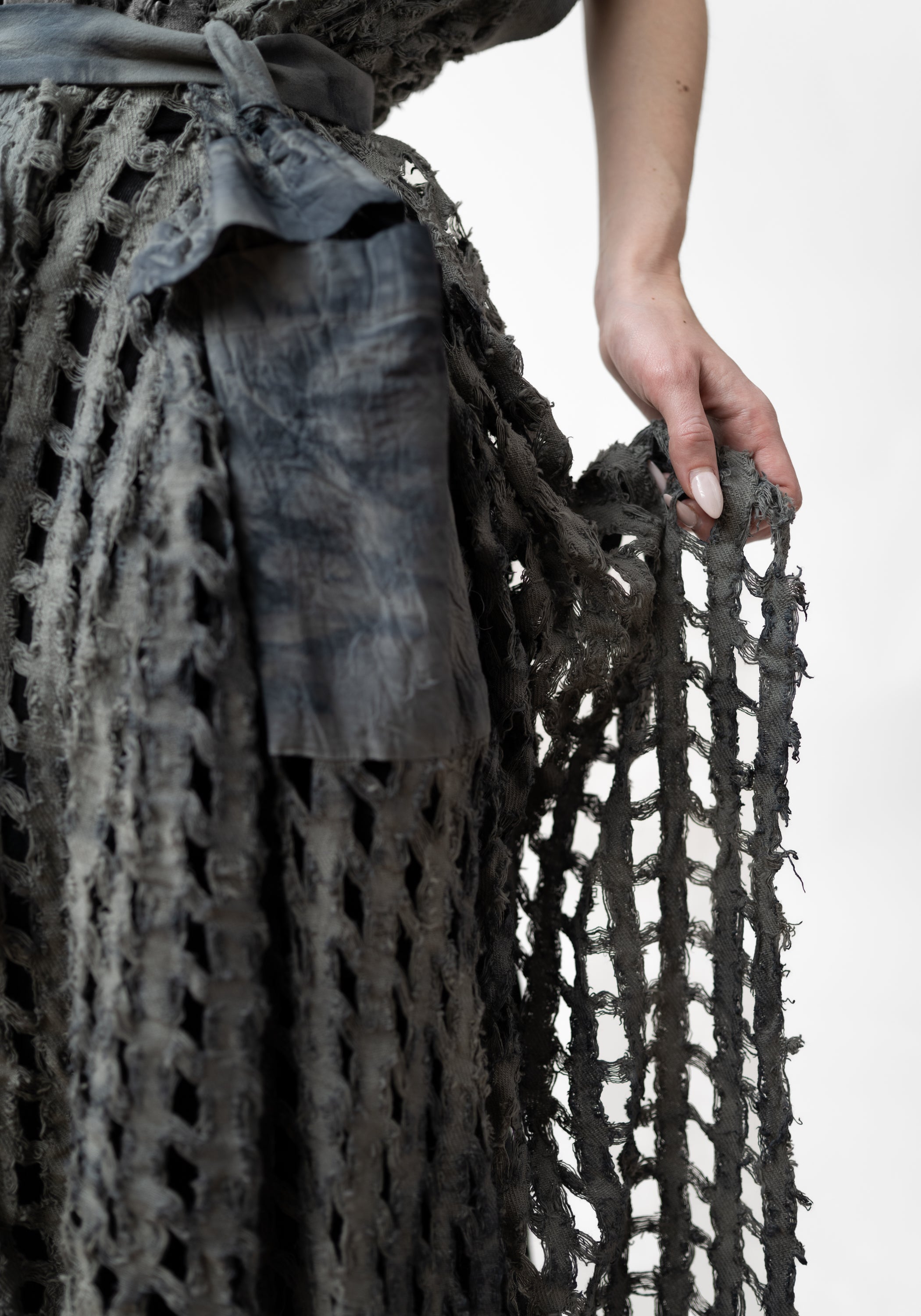 Mixed Texture Tie Waist Maxi Vest - December Thieves