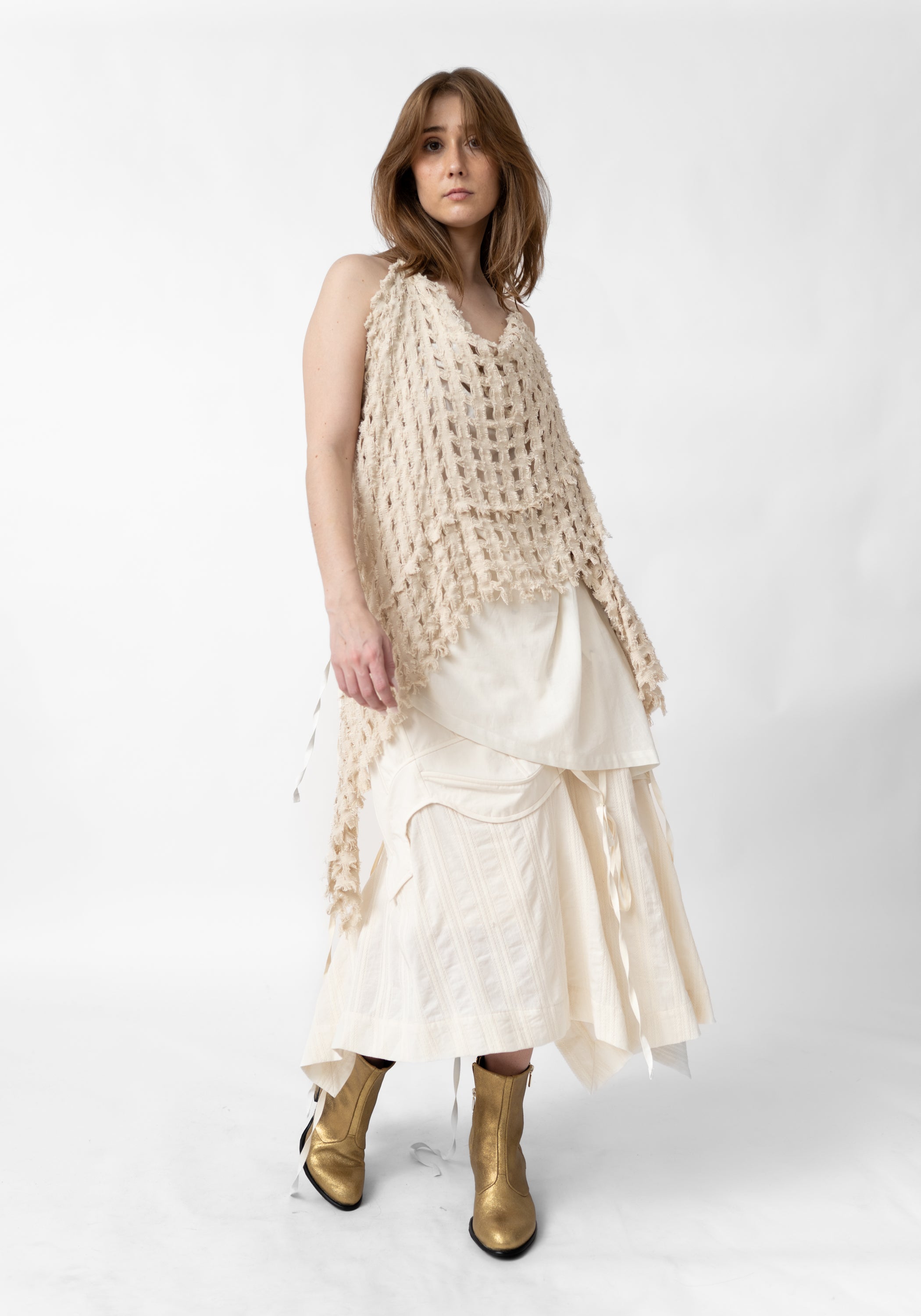 Drape Front Open Back Layered Net Top - December Thieves