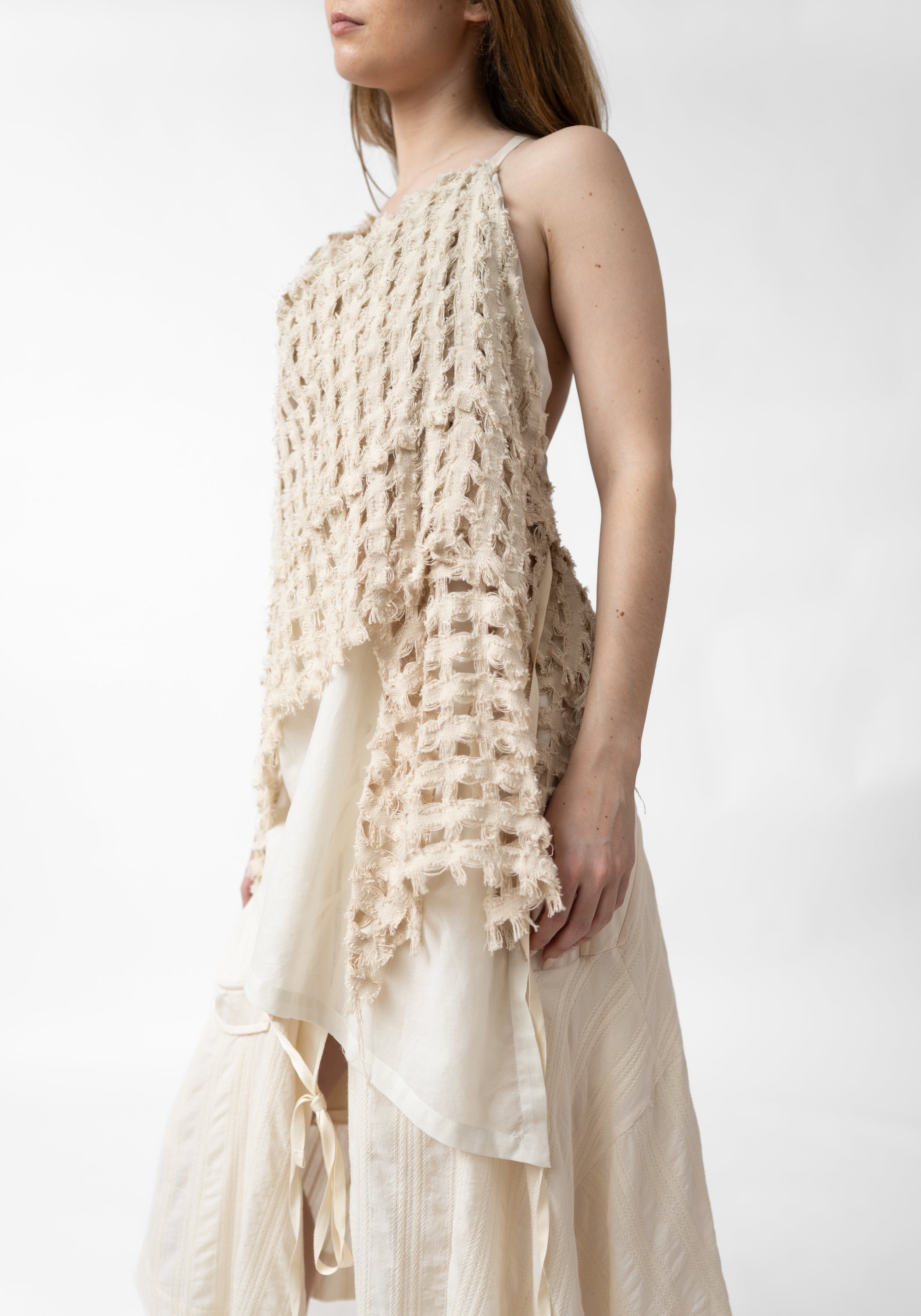 Drape Front Open Back Layered Net Top - December Thieves
