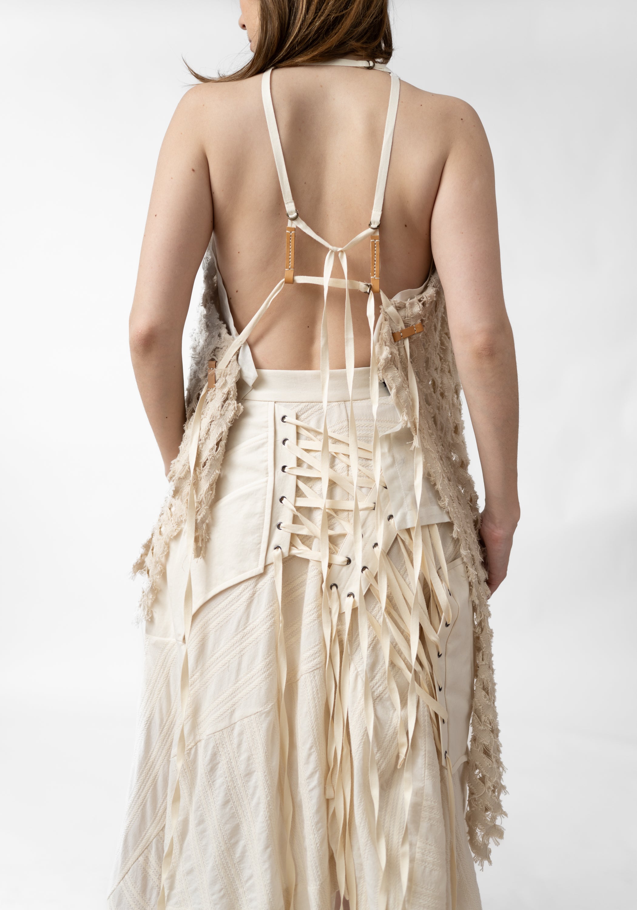 Drape Front Open Back Layered Net Top - December Thieves