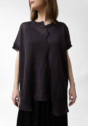 Pecci Embroidered Silk Back Linen Knit Top