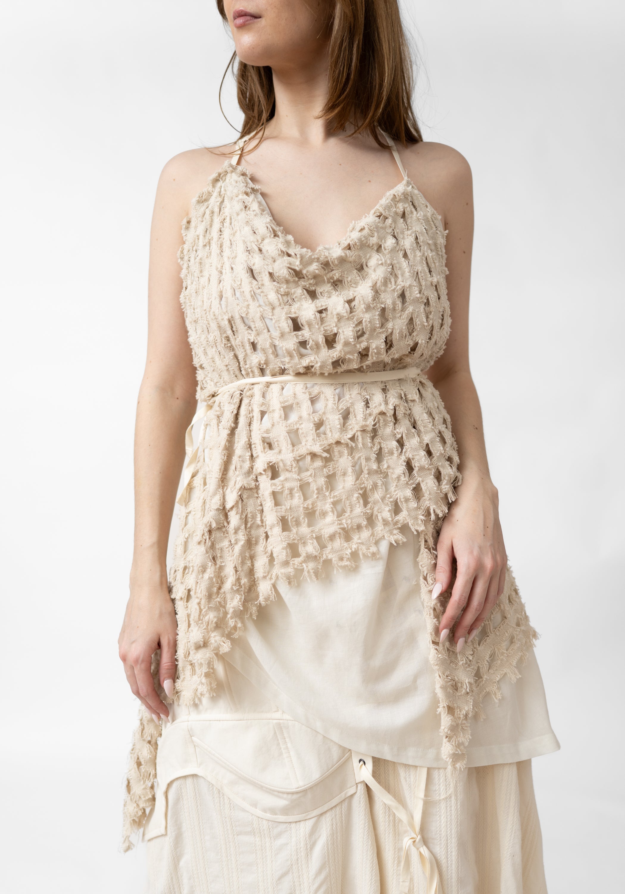 Drape Front Open Back Layered Net Top - December Thieves