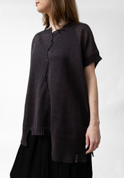 Pecci Embroidered Silk Back Linen Knit Top