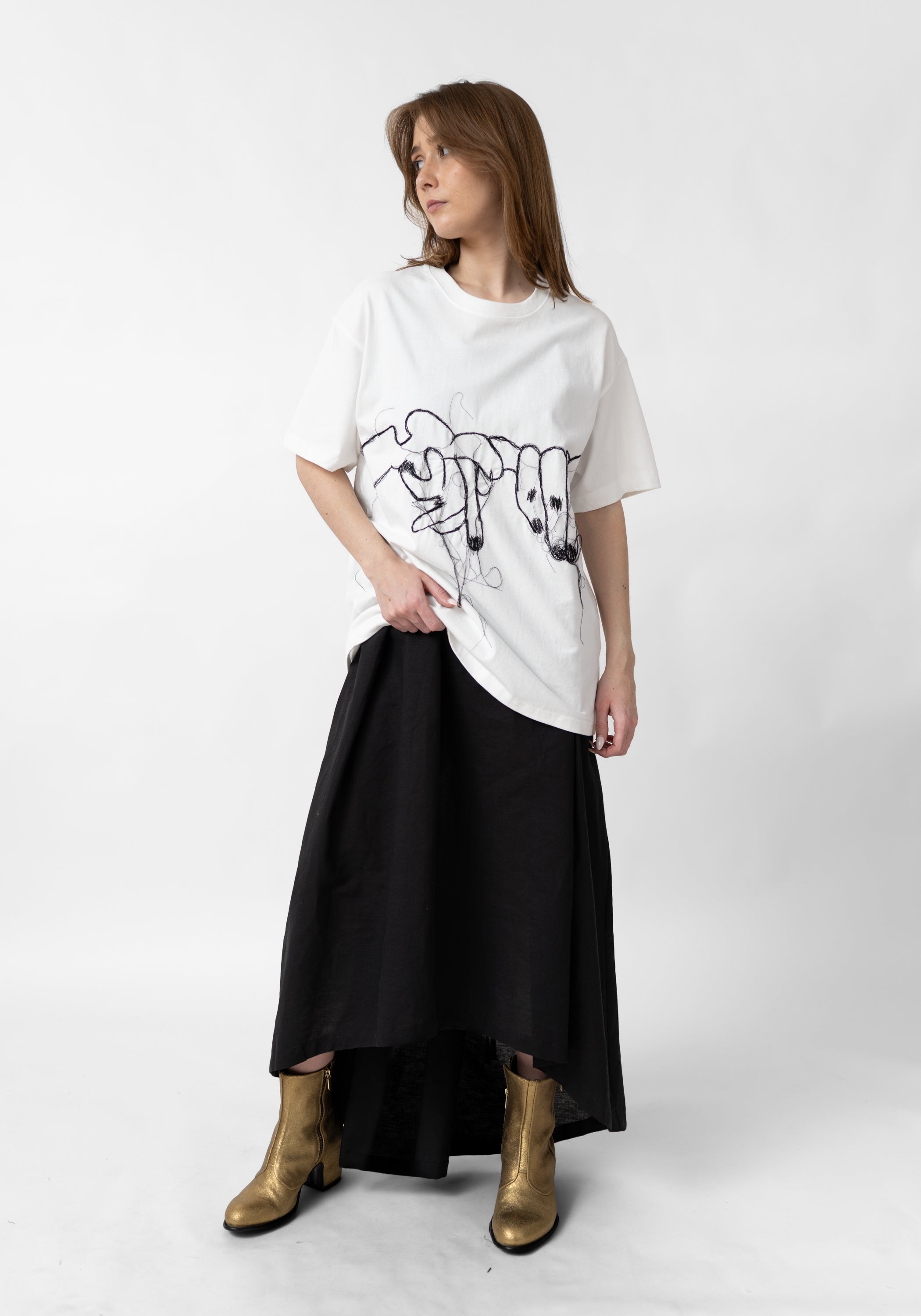 Embroidered Hands Drop Shoulder Jersey T-Shirt - December Thieves