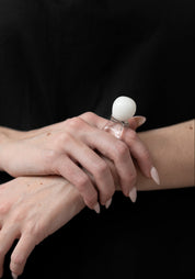 Hand Blown White and Clear Borosilicate Glass Ring - December Thieves