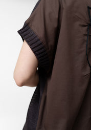 Pecci Embroidered Silk Back Linen Knit Top