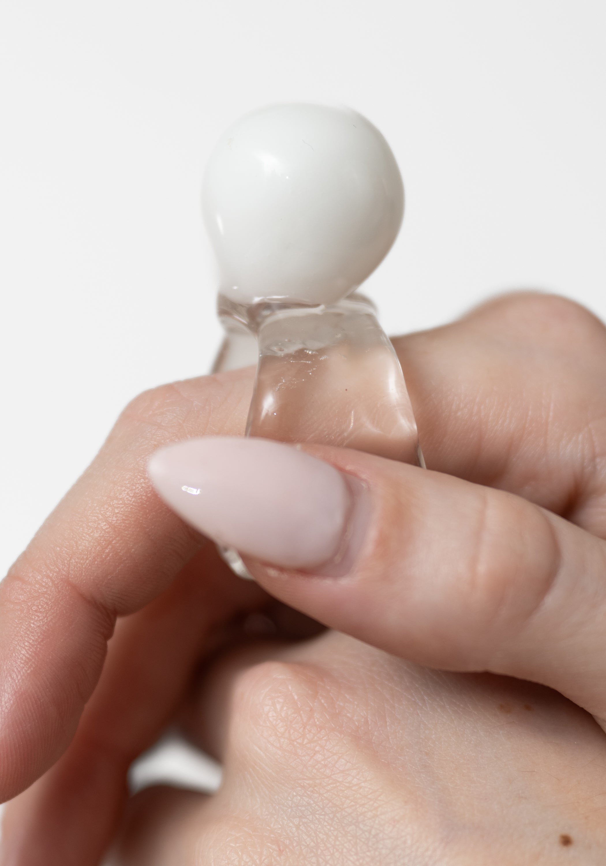 Hand Blown White and Clear Borosilicate Glass Ring - December Thieves