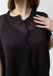 Pecci Embroidered Silk Back Linen Knit Top