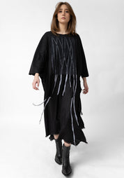 Medusa Asymmetric Layered Front Drawstring Hem T-Shirt