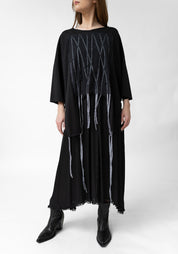 Medusa Asymmetric Layered Front Drawstring Hem T-Shirt