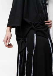 Medusa Asymmetric Layered Front Drawstring Hem T-Shirt