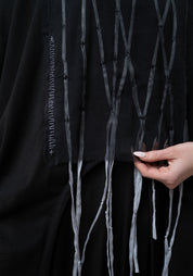 Medusa Asymmetric Layered Front Drawstring Hem T-Shirt