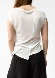 Cap Sleeve Asymmetric Hem T-Shirt in WHITE, TOAST or LEAD