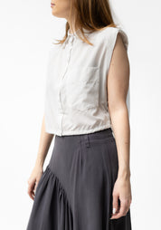 Sleeveless Cropped Drawstring Detail Blouse in RED, WHITE or COAL