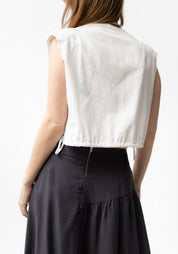 Sleeveless Cropped Drawstring Detail Blouse in RED, WHITE or COAL