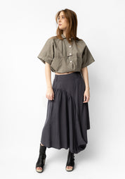 Gathered Side Drape Detail Skirt in INK, STONE and BLACK