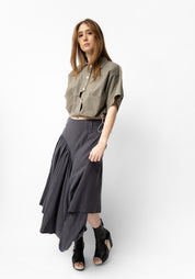 Gathered Side Drape Detail Skirt in INK, STONE and BLACK