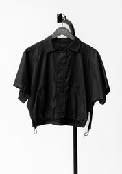 Coated Cropped Drawstring Detail Blouse in COBALT, TOAST or BLACK