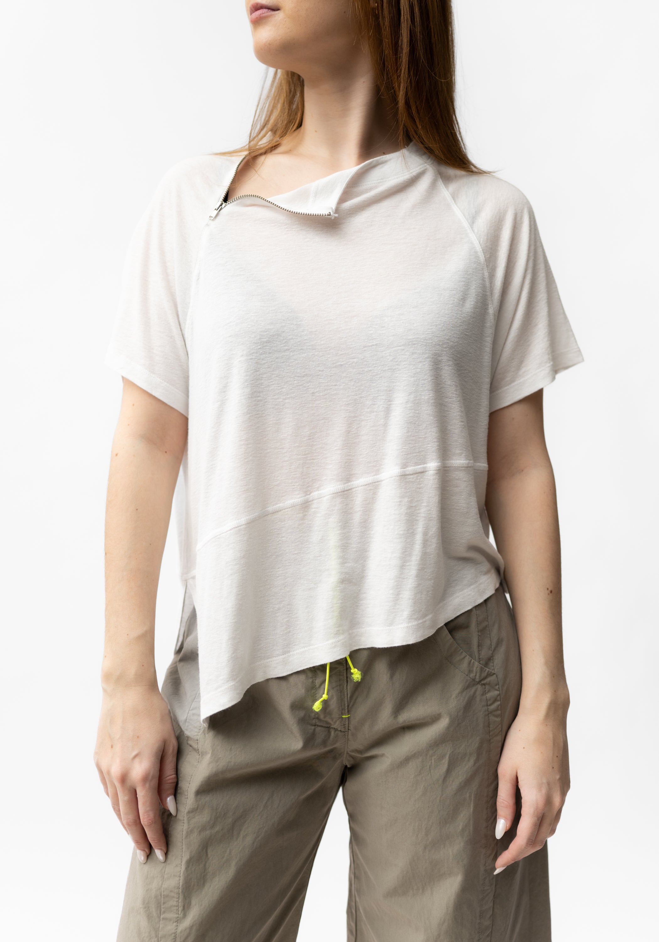 Zip Neck Detail Oversized T-Shirt