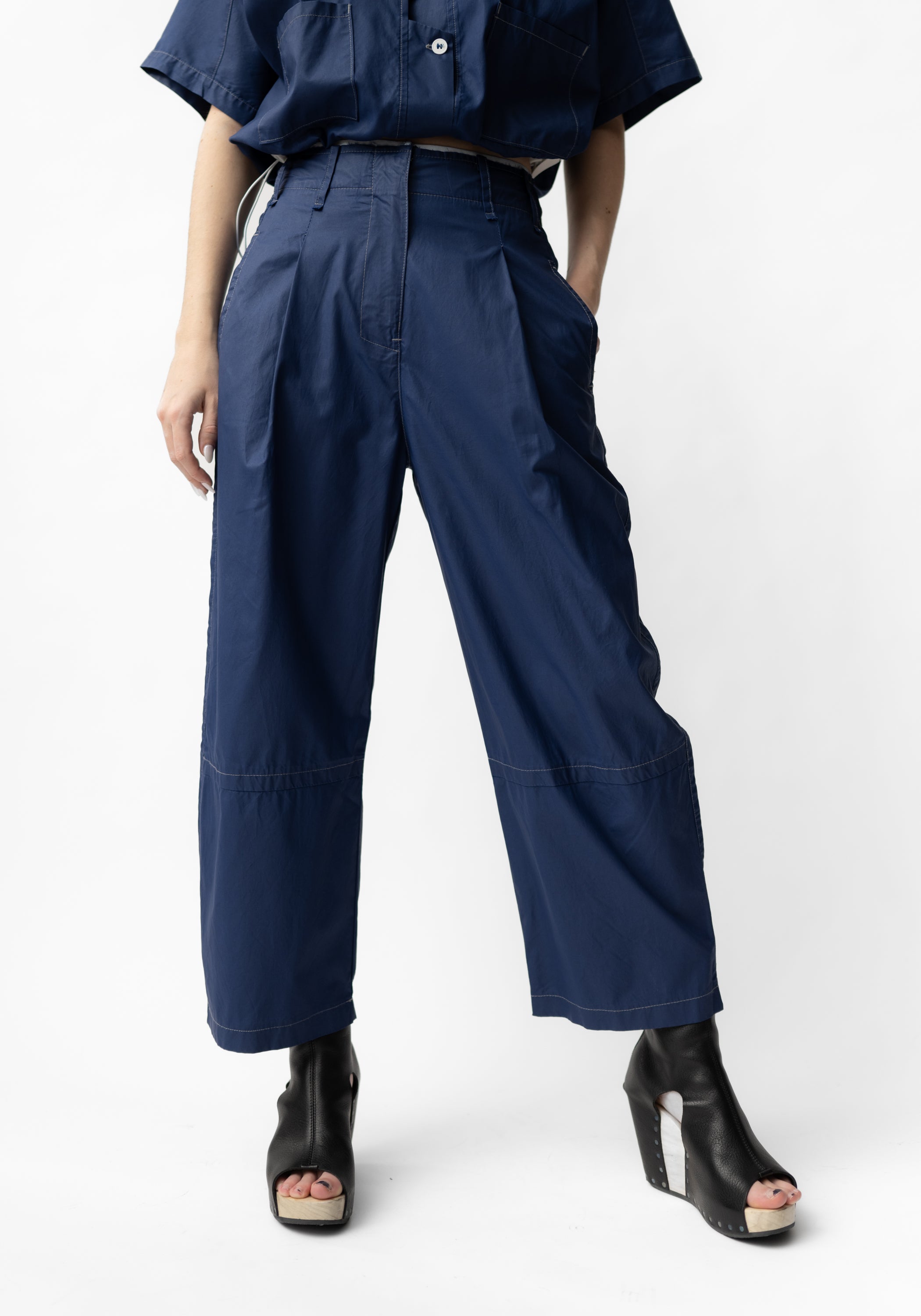 Coated Dart Detail Pants in COBALT, TOAST or BLACK