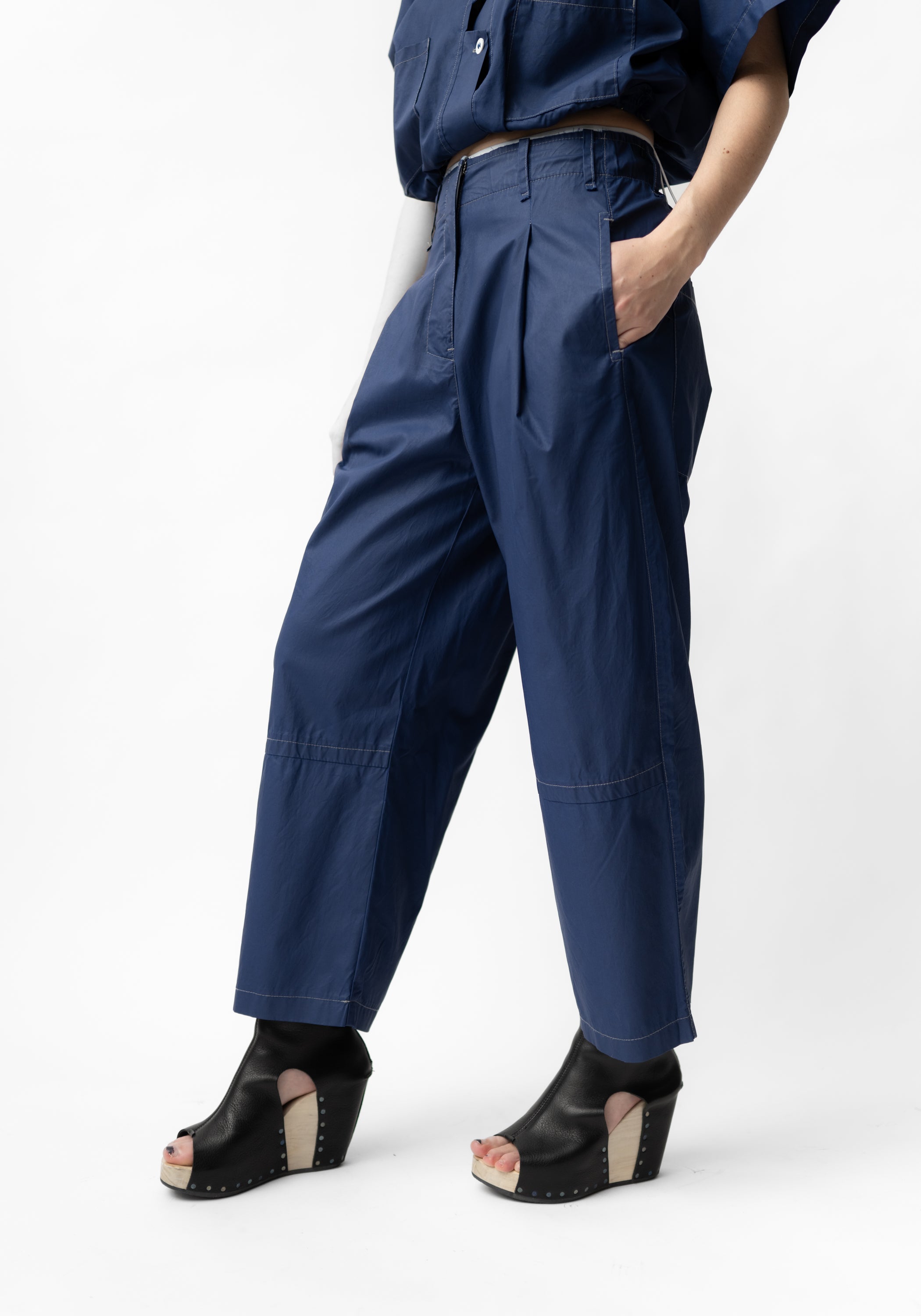 Coated Dart Detail Pants in COBALT, TOAST or BLACK