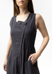 Asymmetric Neck Zip Front Sleeveless Jumpsuit in BLACK or INK