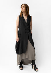 Long Asymmetric Linen Blend Vest