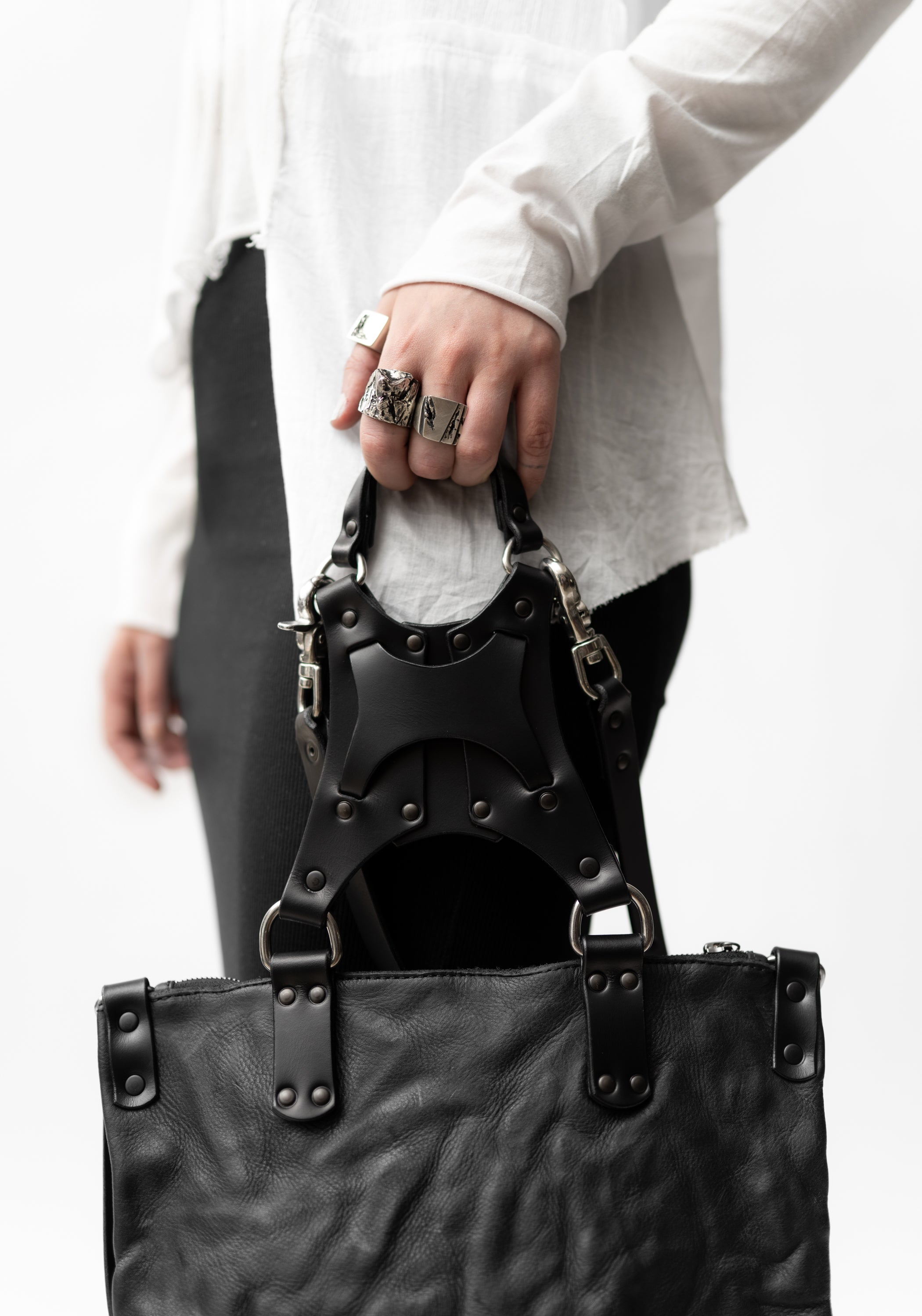 black leather harness backpack Uto Leather Harness Backpack