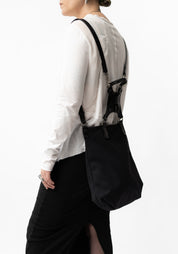 Uto Black Canvas and Leather Harness Backpack/Shoulder Bag