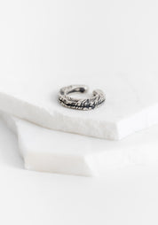 Zaku Bold Oxidized Sterling Silver Textured Ear Cuff