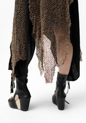 Eric Asymmetric Open Front Laser Cut Taupe Leather Vest