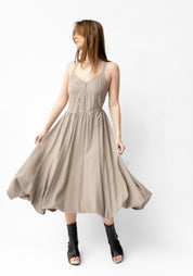 Asymmetric Strappy Button Detail Bubble Dress in INK, BLACK or STONE