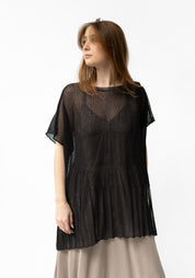 Semi-Sheer Drop Shoulder Open Knit Tunic