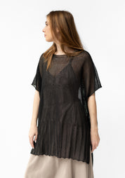 Semi-Sheer Drop Shoulder Open Knit Tunic