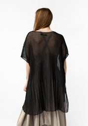 Semi-Sheer Drop Shoulder Open Knit Tunic