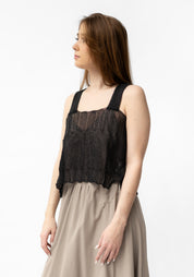 Semi-Sheer Ribbed Detail Knit Tank