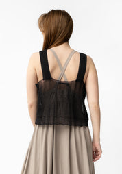 Semi-Sheer Ribbed Detail Knit Tank