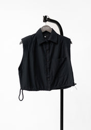 Sleeveless Cropped Drawstring Detail Blouse in RED, WHITE or COAL