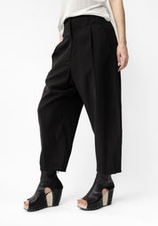 Pleat Waist Cropped Wide Leg Pants in INK, STONE and BLACK