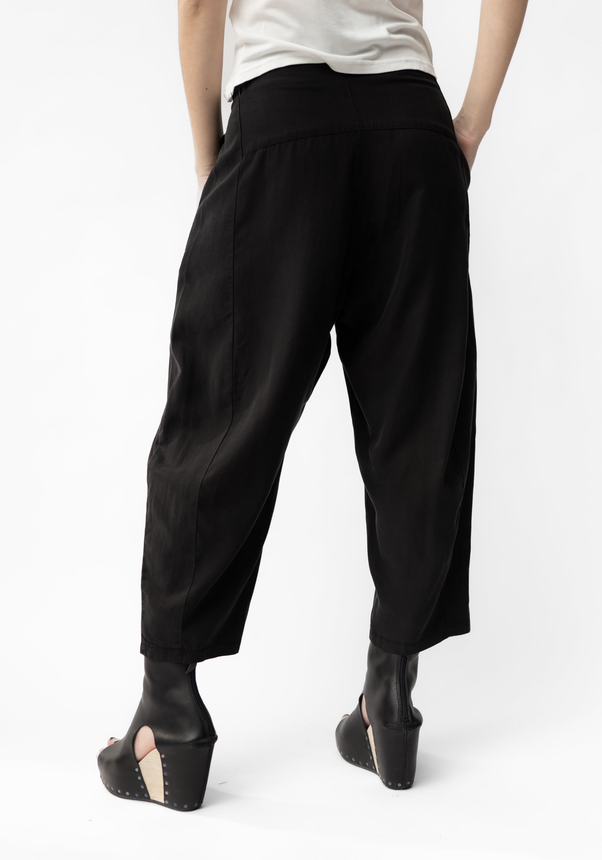 Pleat Waist Cropped Wide Leg Pants in INK, STONE and BLACK