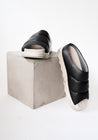 Black Leather Puff Slides | Lofina Footwear