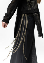 Plaza Hand Embroidered V-Neck Knit Linen Pullover