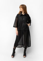 Maxi Length Mesh Panels Jacket